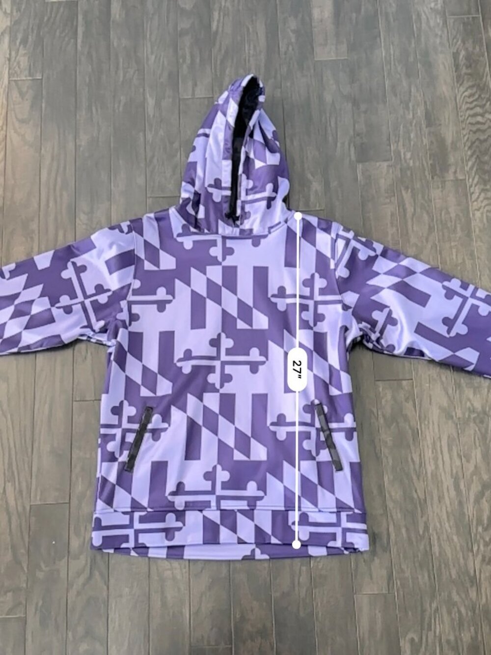 Purple Maryland Flag Design Medium Route One Apparel Fleece Lined Hoodie - Picture 10 of 10